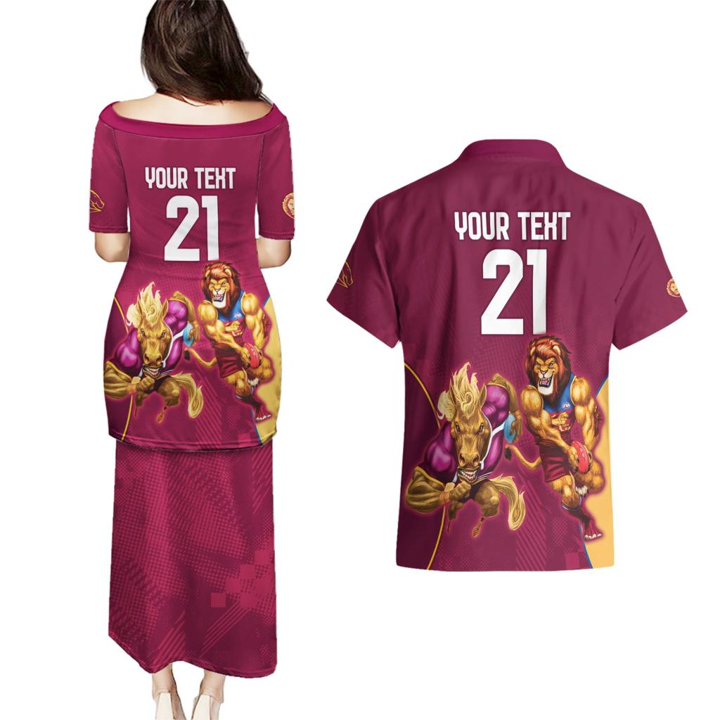 Custom Brisbane Broncos and Lions Couples Matching Puletasi and Hawaiian Shirt Together Sporty Style