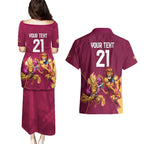 Custom Brisbane Broncos and Lions Couples Matching Puletasi and Hawaiian Shirt Together Sporty Style