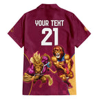 Custom Brisbane Broncos and Lions Family Matching Long Sleeve Bodycon Dress and Hawaiian Shirt Together Sporty Style