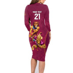 Custom Brisbane Broncos and Lions Family Matching Long Sleeve Bodycon Dress and Hawaiian Shirt Together Sporty Style