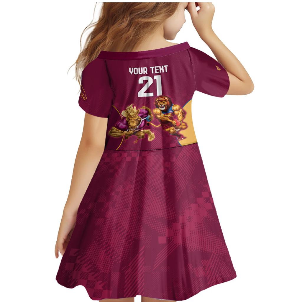 Custom Brisbane Broncos and Lions Family Matching Mermaid Dress and Hawaiian Shirt Together Sporty Style