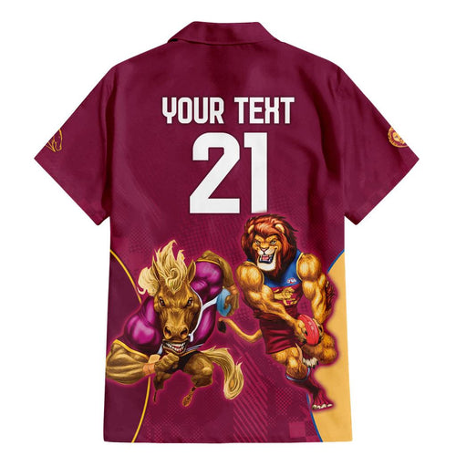 Custom Brisbane Broncos and Lions Family Matching Mermaid Dress and Hawaiian Shirt Together Sporty Style