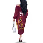 Custom Brisbane Broncos and Lions Family Matching Off The Shoulder Long Sleeve Dress and Hawaiian Shirt Together Sporty Style