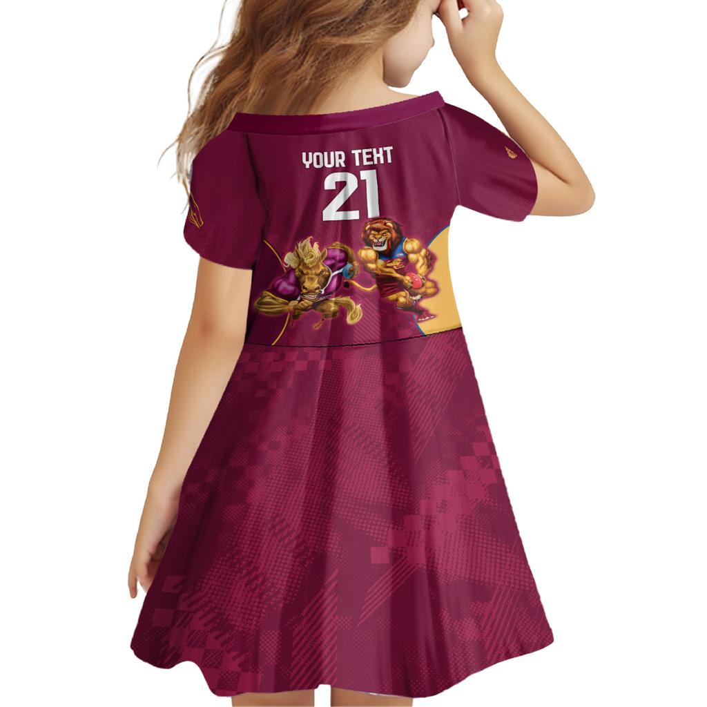 Custom Brisbane Broncos and Lions Family Matching Off Shoulder Maxi Dress and Hawaiian Shirt Together Sporty Style