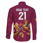 Custom Brisbane Broncos and Lions Family Matching Short Sleeve Bodycon Dress and Hawaiian Shirt Together Sporty Style