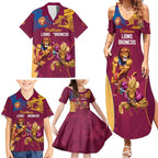 Custom Brisbane Broncos and Lions Family Matching Summer Maxi Dress and Hawaiian Shirt Together Sporty Style