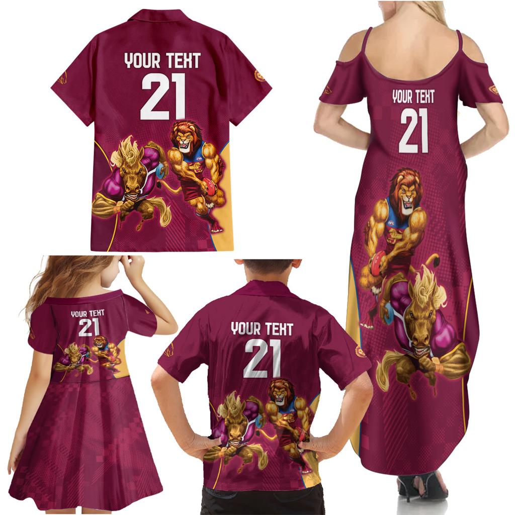 Custom Brisbane Broncos and Lions Family Matching Summer Maxi Dress and Hawaiian Shirt Together Sporty Style