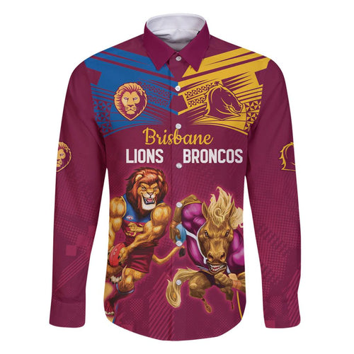 Custom Brisbane Broncos and Lions Family Matching Summer Maxi Dress and Hawaiian Shirt Together Sporty Style