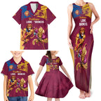 Custom Brisbane Broncos and Lions Family Matching Tank Maxi Dress and Hawaiian Shirt Together Sporty Style