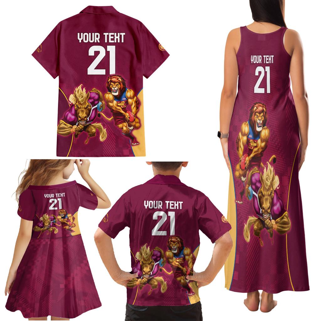 Custom Brisbane Broncos and Lions Family Matching Tank Maxi Dress and Hawaiian Shirt Together Sporty Style