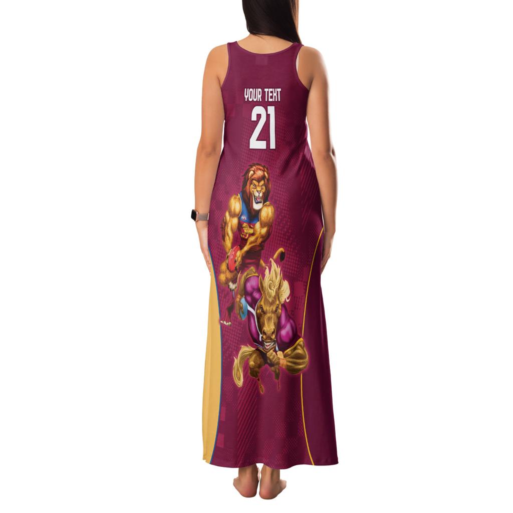 Custom Brisbane Broncos and Lions Family Matching Tank Maxi Dress and Hawaiian Shirt Together Sporty Style