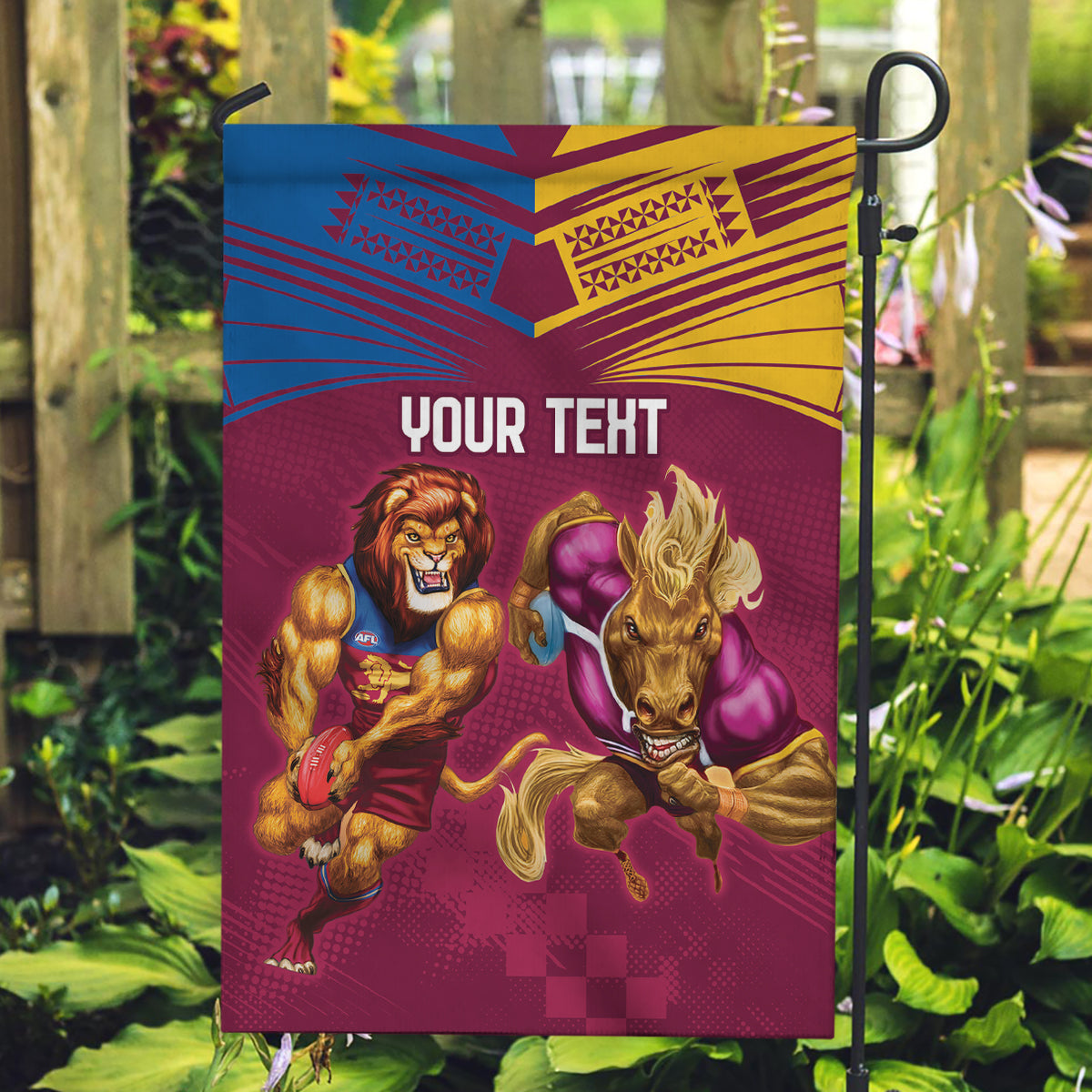 Custom Brisbane Broncos and Lions Garden Flag Together Sporty Style