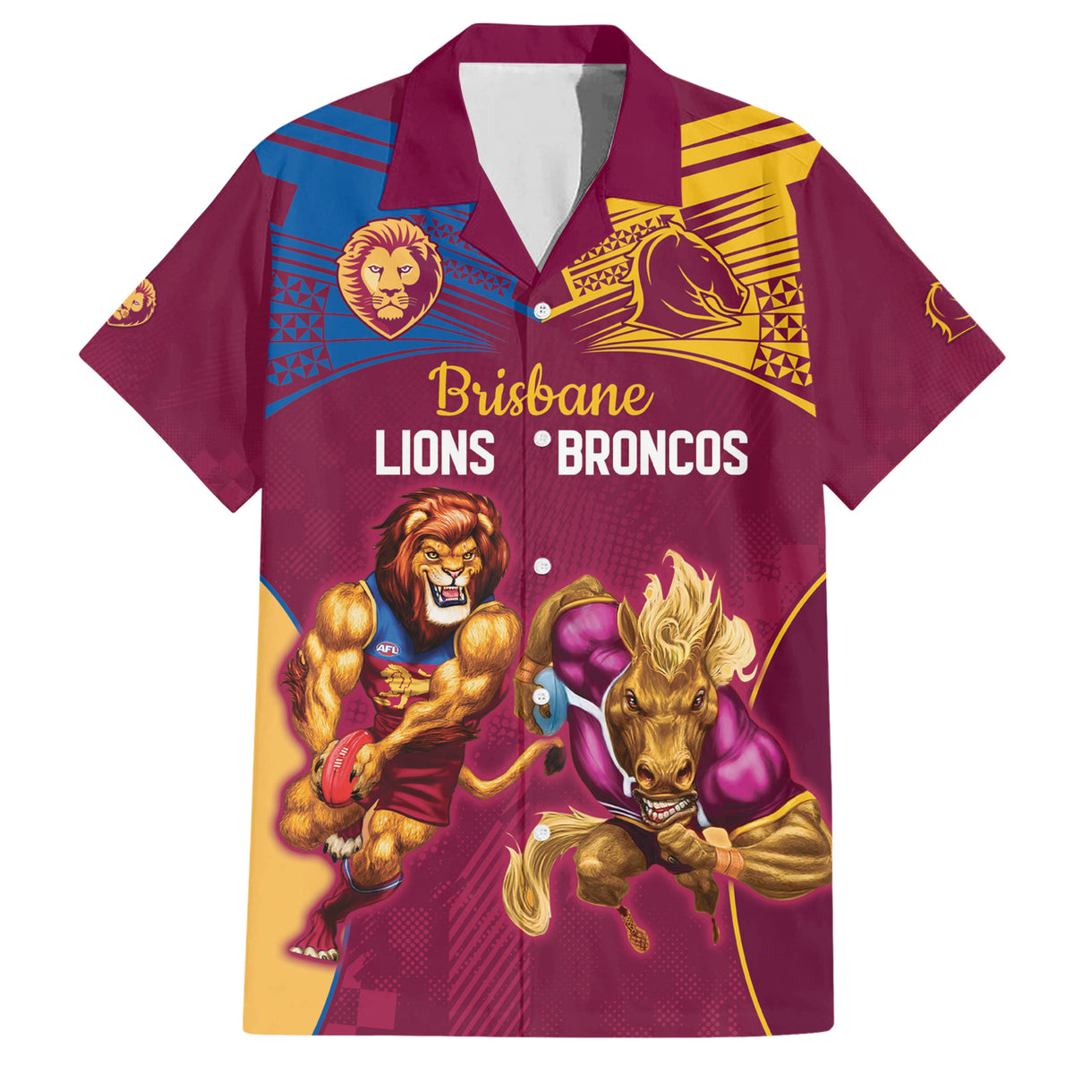 Custom Brisbane Broncos and Lions Hawaiian Shirt Together Sporty Style