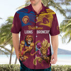 Custom Brisbane Broncos and Lions Hawaiian Shirt Together Sporty Style