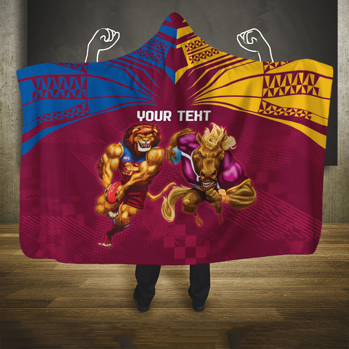 Custom Brisbane Broncos and Lions Hooded Blanket Together Sporty Style