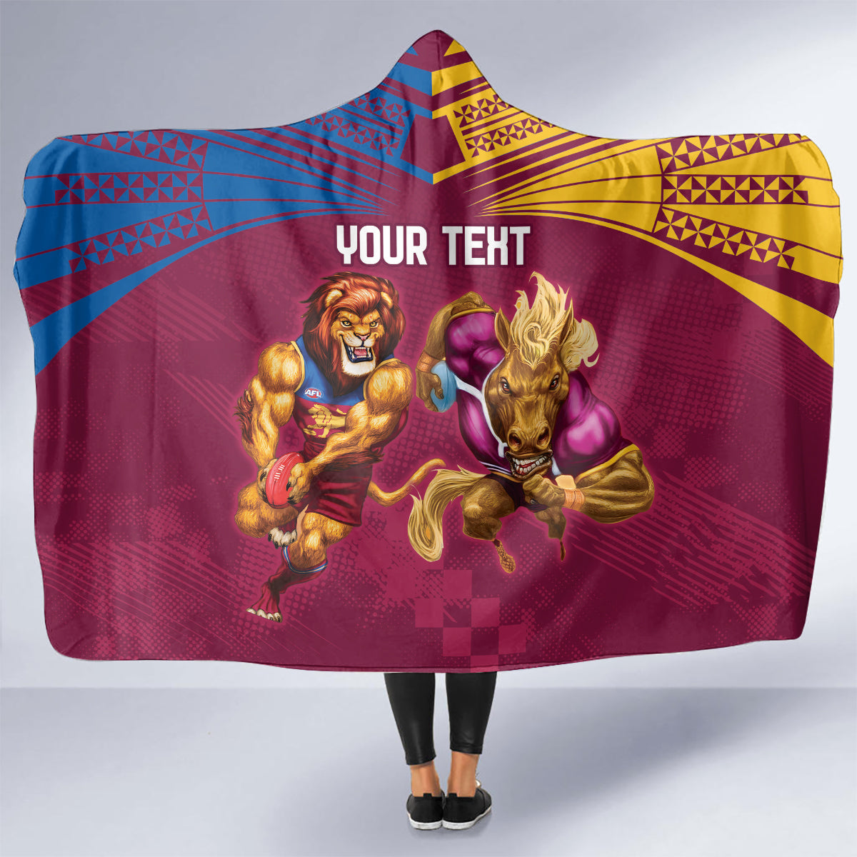 Custom Brisbane Broncos and Lions Hooded Blanket Together Sporty Style