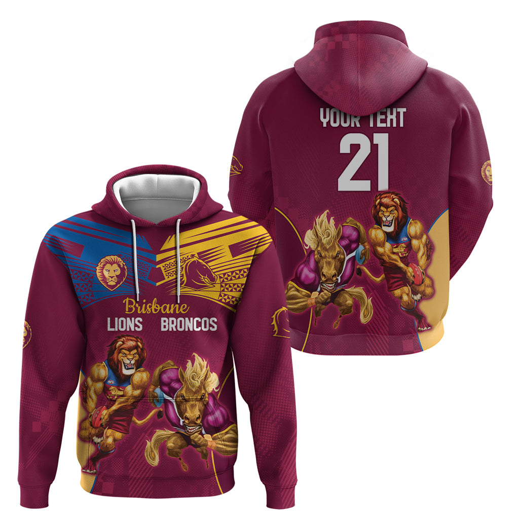 Custom Brisbane Broncos and Lions Hoodie Together Sporty Style