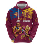 Custom Brisbane Broncos and Lions Hoodie Together Sporty Style