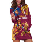 Custom Brisbane Broncos and Lions Hoodie Dress Together Sporty Style