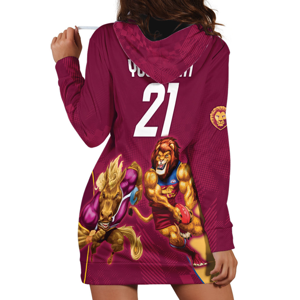 Custom Brisbane Broncos and Lions Hoodie Dress Together Sporty Style