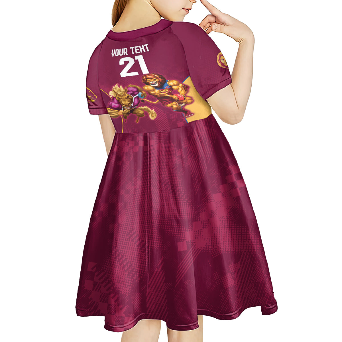 Custom Brisbane Broncos and Lions Kid Short Sleeve Dress Together Sporty Style