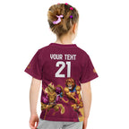 Custom Brisbane Broncos and Lions Kid T Shirt Together Sporty Style