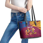 Custom Brisbane Broncos and Lions Leather Tote Bag Together Sporty Style