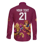 Custom Brisbane Broncos and Lions Long Sleeve Button Shirt Together Sporty Style