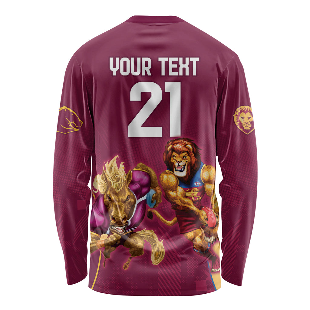 Custom Brisbane Broncos and Lions Long Sleeve Shirt Together Sporty Style