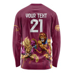 Custom Brisbane Broncos and Lions Long Sleeve Shirt Together Sporty Style