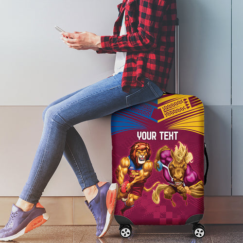 Custom Brisbane Broncos and Lions Luggage Cover Together Sporty Style
