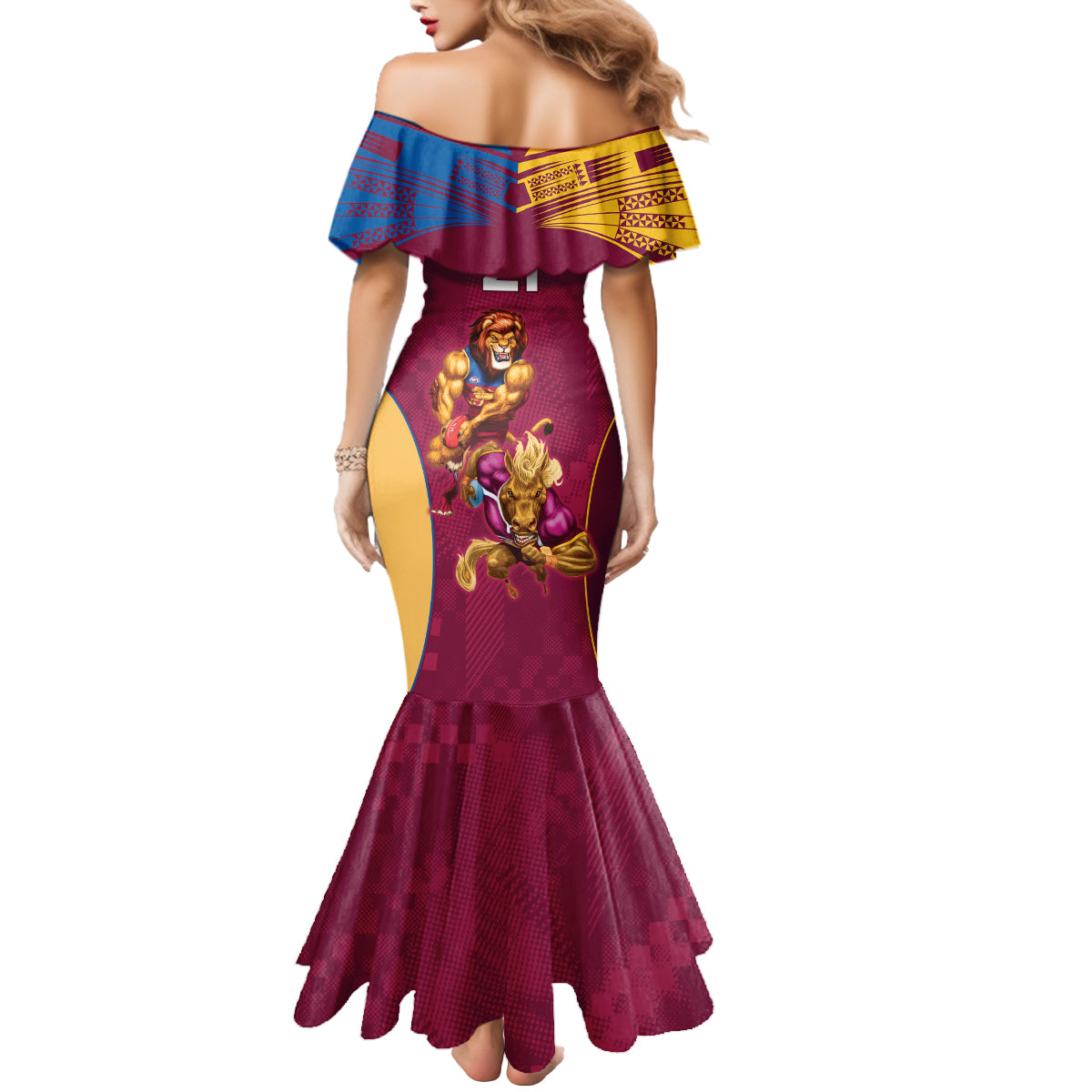 Custom Brisbane Broncos and Lions Mermaid Dress Together Sporty Style