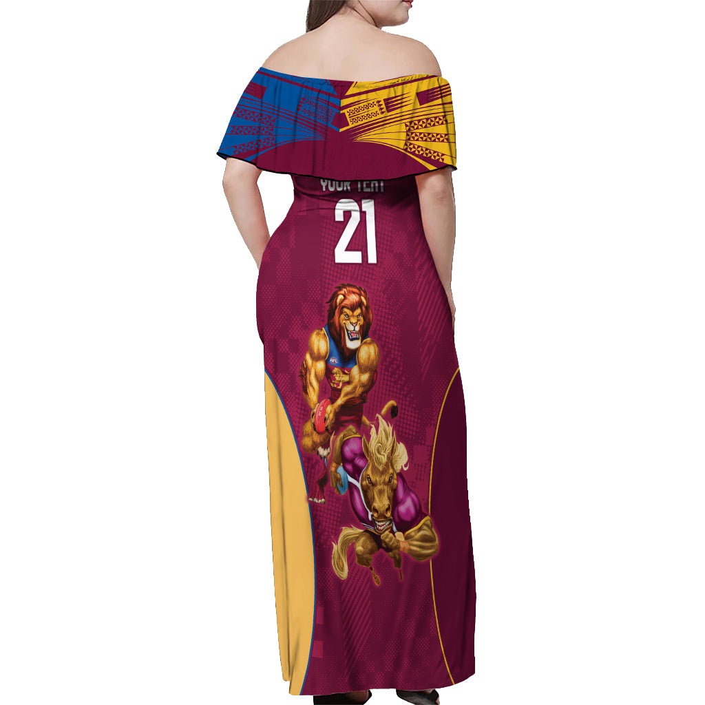 Custom Brisbane Broncos and Lions Off Shoulder Maxi Dress Together Sporty Style