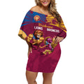 Custom Brisbane Broncos and Lions Off Shoulder Short Dress Together Sporty Style