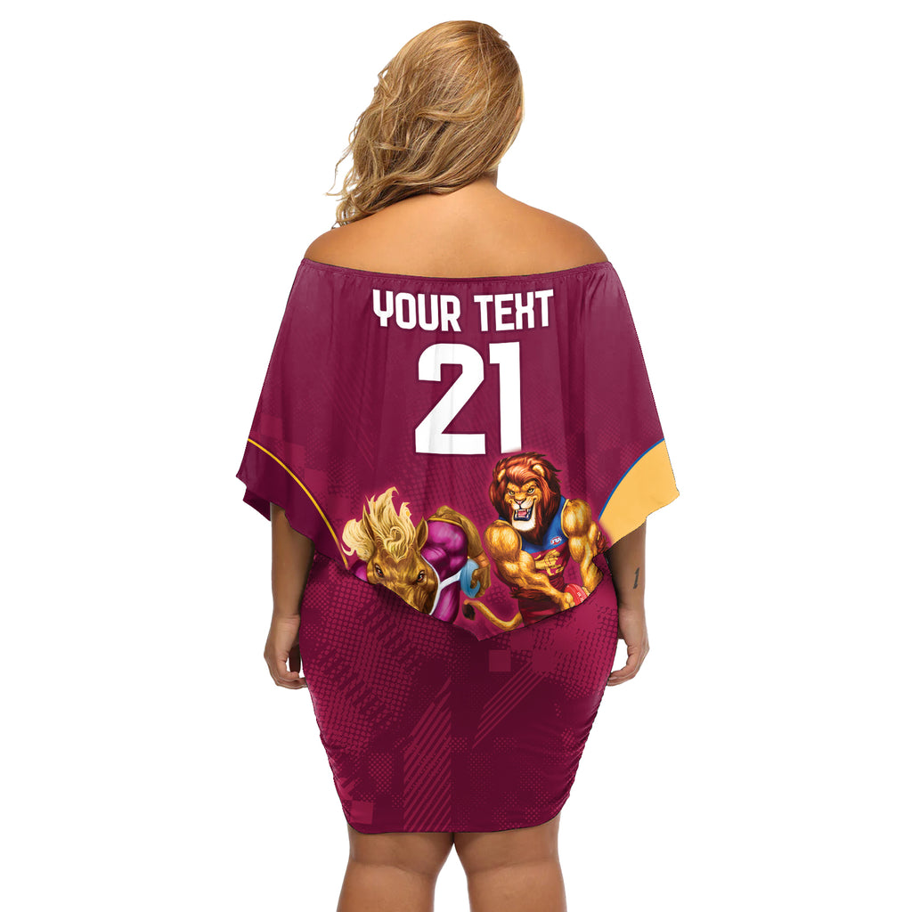 Custom Brisbane Broncos and Lions Off Shoulder Short Dress Together Sporty Style