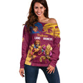 Custom Brisbane Broncos and Lions Off Shoulder Sweater Together Sporty Style