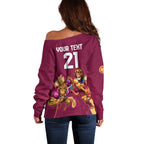 Custom Brisbane Broncos and Lions Off Shoulder Sweater Together Sporty Style