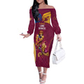 Custom Brisbane Broncos and Lions Off The Shoulder Long Sleeve Dress Together Sporty Style