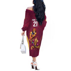 Custom Brisbane Broncos and Lions Off The Shoulder Long Sleeve Dress Together Sporty Style