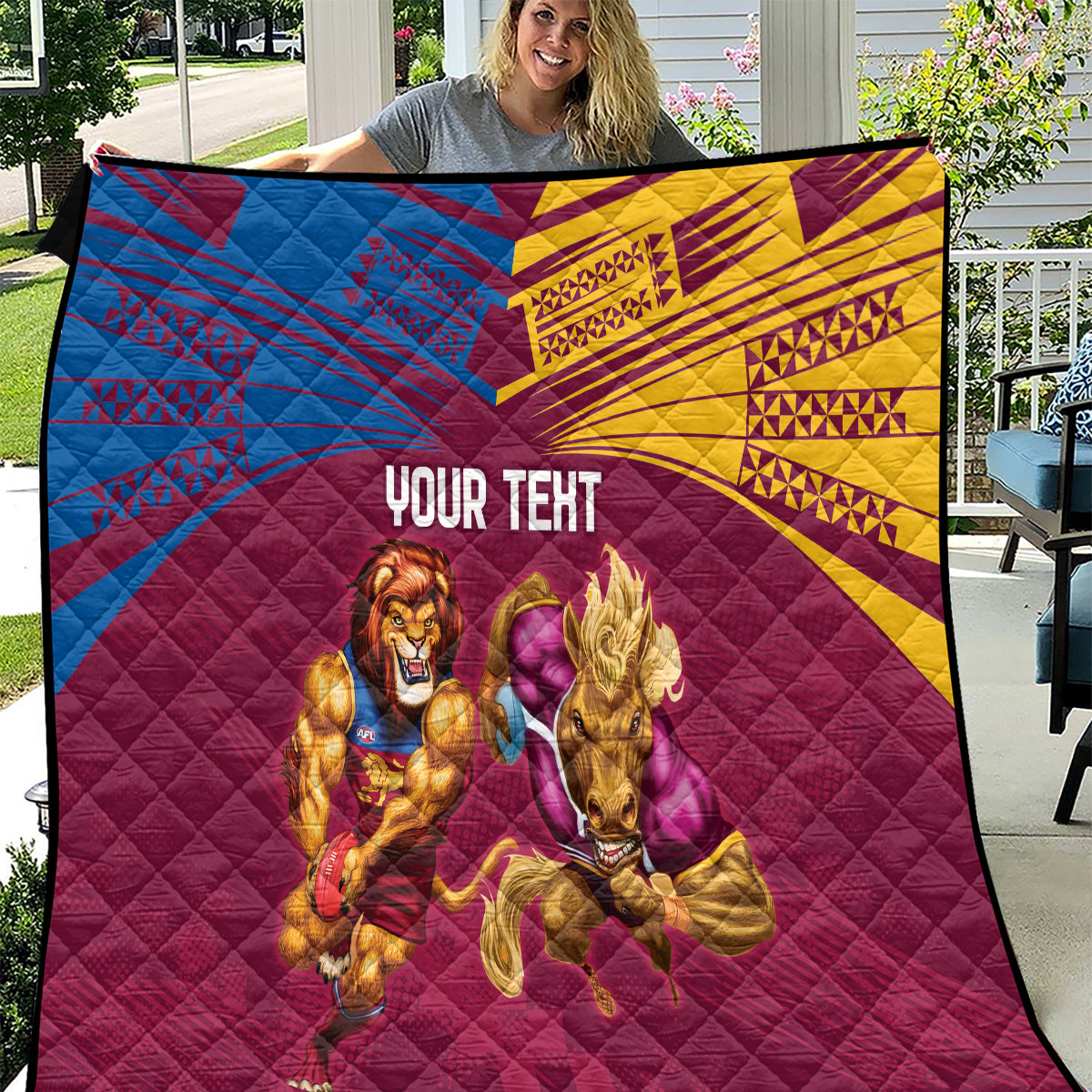 Custom Brisbane Broncos and Lions Quilt Together Sporty Style