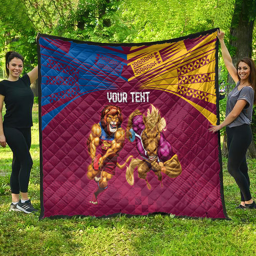 Custom Brisbane Broncos and Lions Quilt Together Sporty Style