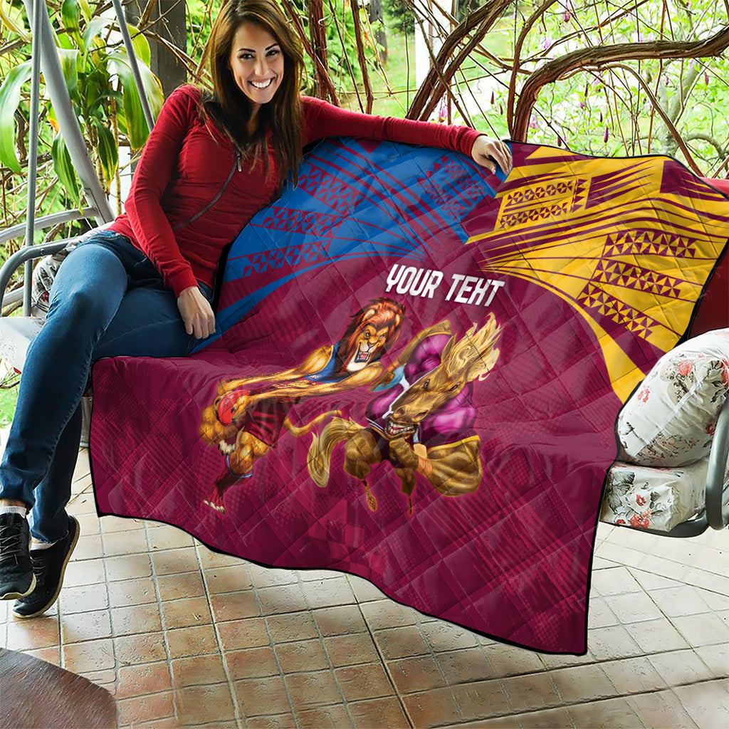 Custom Brisbane Broncos and Lions Quilt Together Sporty Style