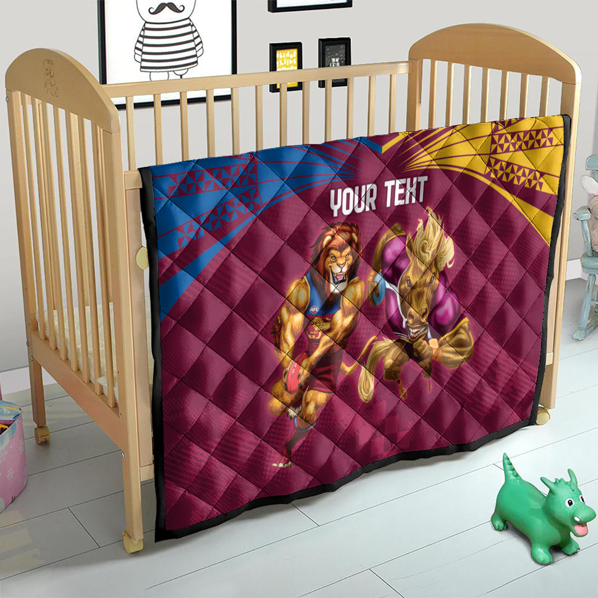Custom Brisbane Broncos and Lions Quilt Together Sporty Style