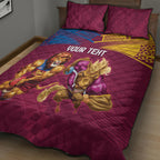 Custom Brisbane Broncos and Lions Quilt Bed Set Together Sporty Style