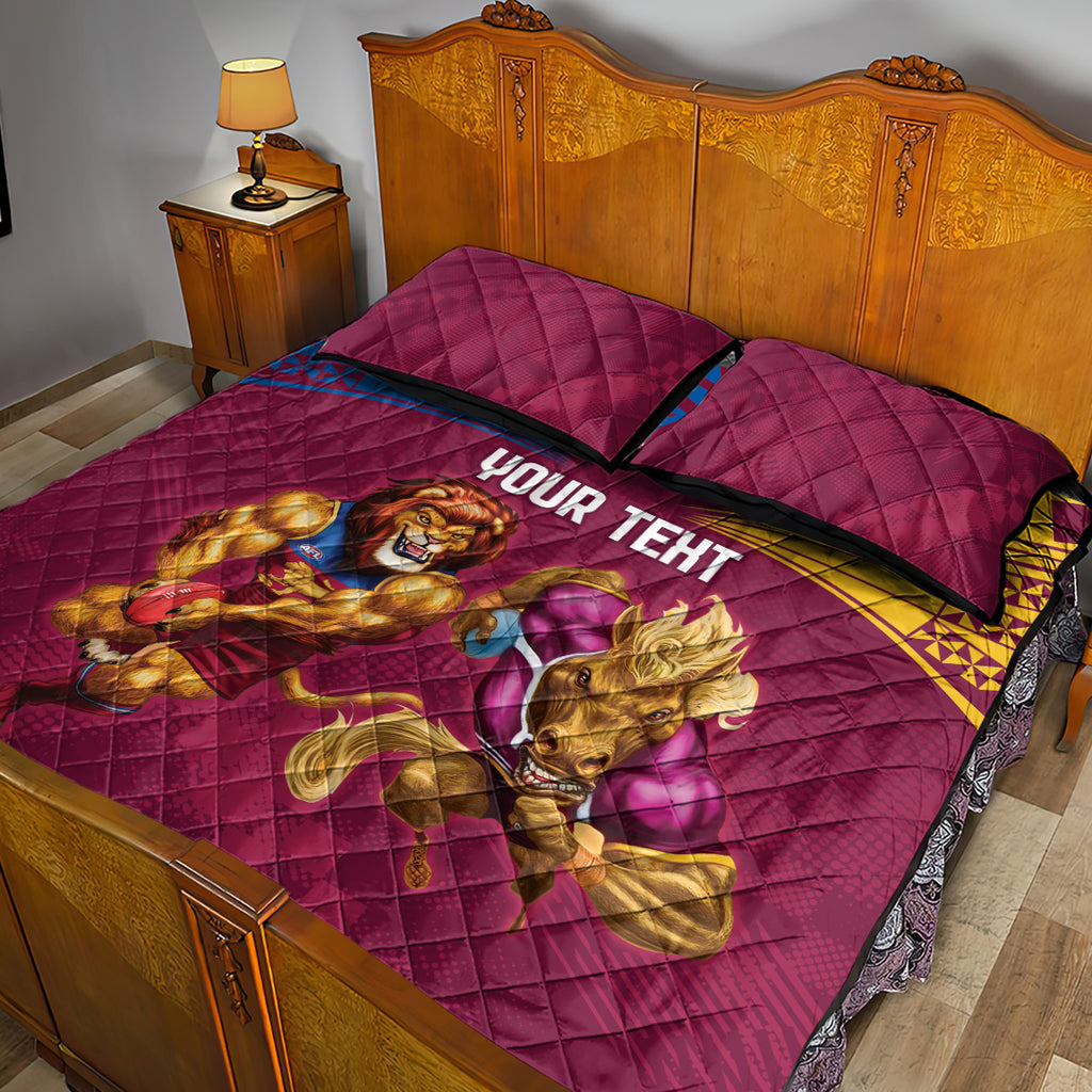 Custom Brisbane Broncos and Lions Quilt Bed Set Together Sporty Style