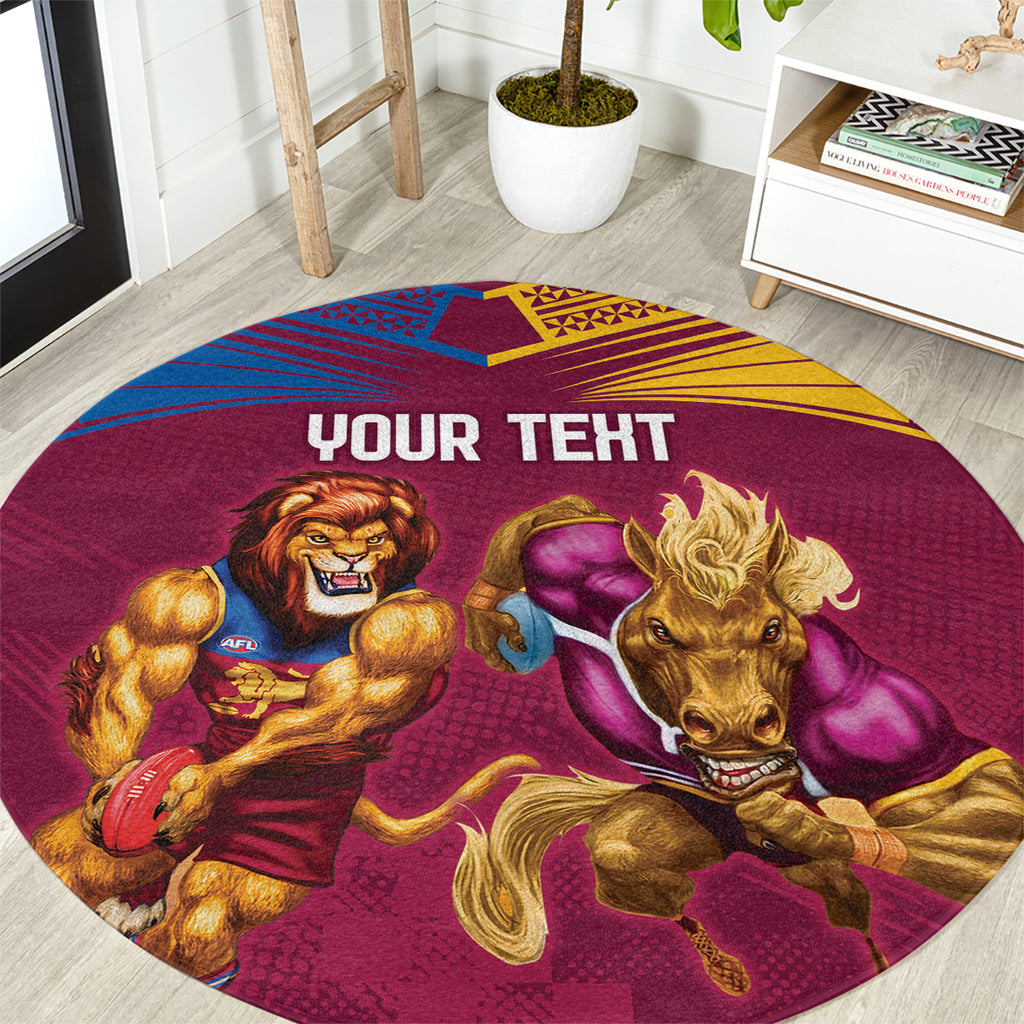 Custom Brisbane Broncos and Lions Round Carpet Together Sporty Style