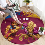 Custom Brisbane Broncos and Lions Round Carpet Together Sporty Style