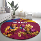Custom Brisbane Broncos and Lions Round Carpet Together Sporty Style