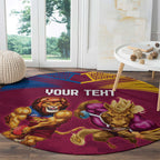Custom Brisbane Broncos and Lions Round Carpet Together Sporty Style