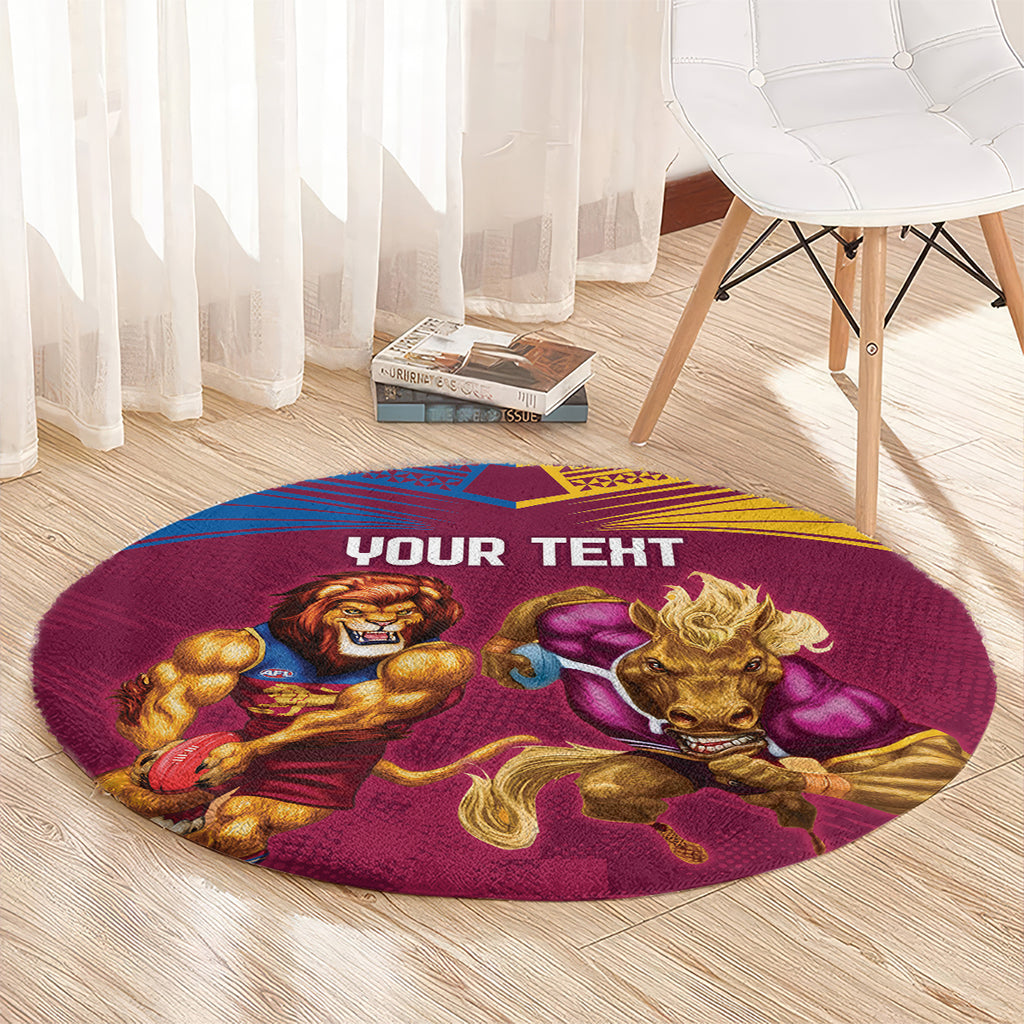 Custom Brisbane Broncos and Lions Round Carpet Together Sporty Style